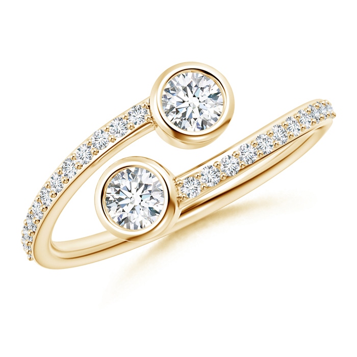 3.7mm GVS2 Bezel-Set Double Diamond Bypass Ring in Yellow Gold 