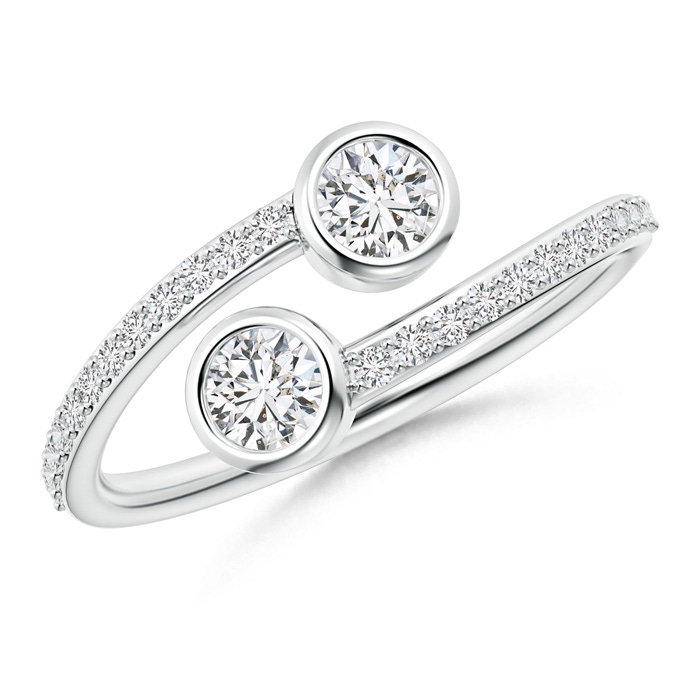 3.7mm HSI2 Bezel-Set Double Diamond Bypass Ring in P950 Platinum 