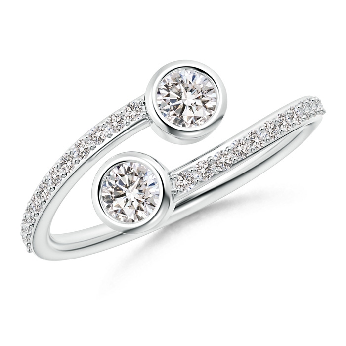 3.7mm IJI1I2 Bezel-Set Double Diamond Bypass Ring in White Gold 