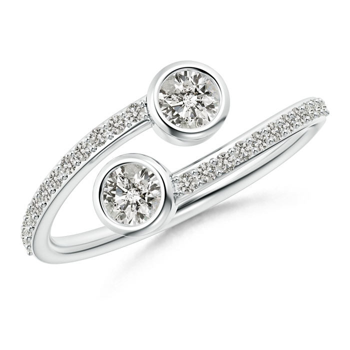 3.7mm KI3 Bezel-Set Double Diamond Bypass Ring in White Gold 