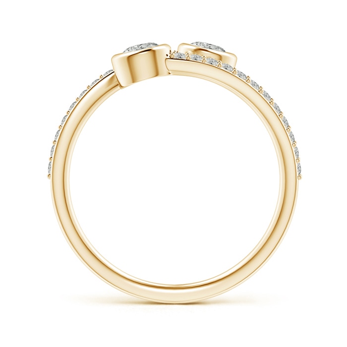 3.7mm KI3 Bezel-Set Double Diamond Bypass Ring in Yellow Gold side-1