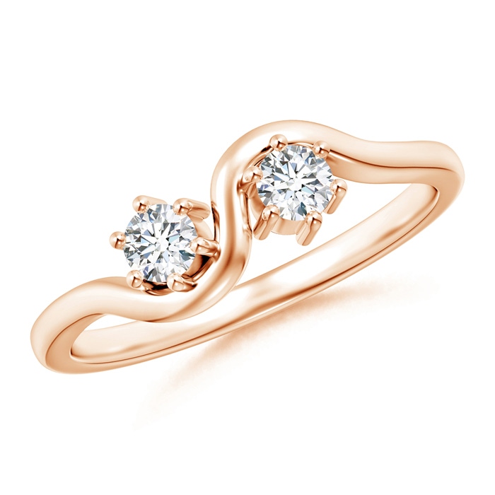 3.2mm GVS2 Round Two Stone Twist Diamond Ring in Rose Gold