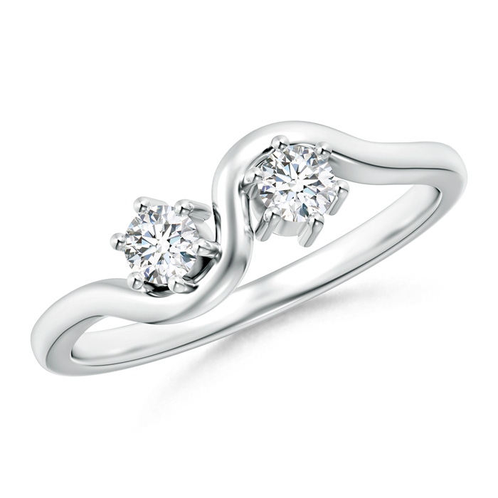 3.2mm GVS2 Round Two Stone Twist Diamond Ring in White Gold