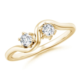 3.2mm GVS2 Round Two Stone Twist Diamond Ring in Yellow Gold