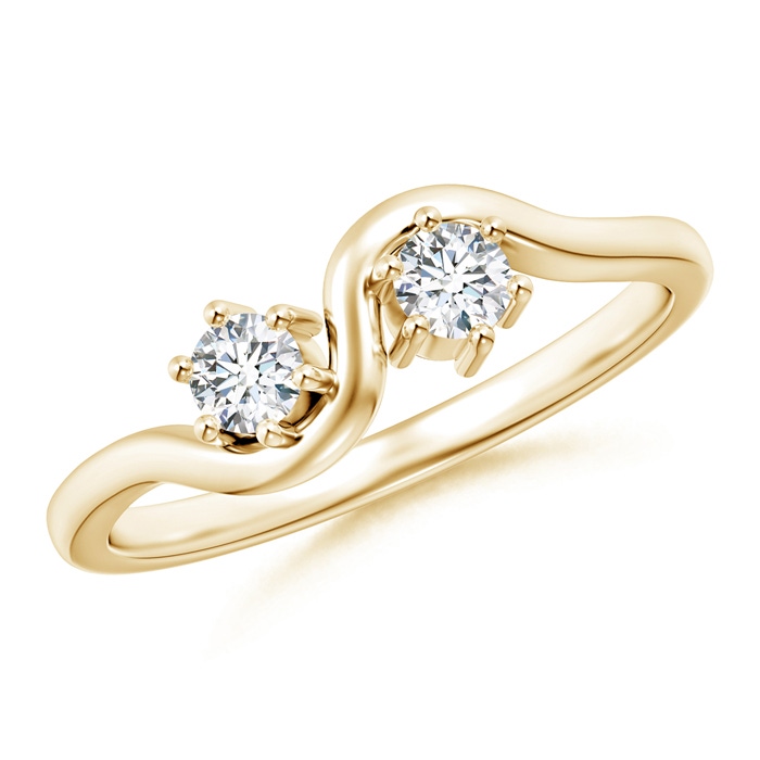 3.2mm GVS2 Round Two Stone Twist Diamond Ring in Yellow Gold 