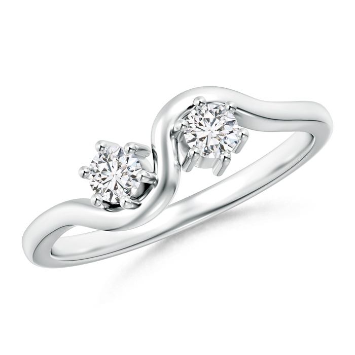 3.2mm HSI2 Round Two Stone Twist Diamond Ring in White Gold