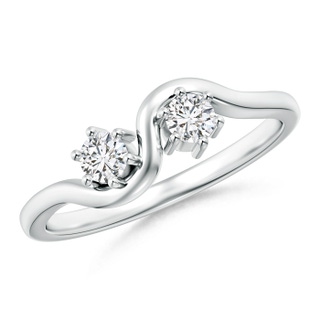 3.2mm HSI2 Round Two Stone Twist Diamond Ring in White Gold