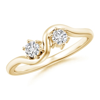 3.2mm HSI2 Round Two Stone Twist Diamond Ring in Yellow Gold