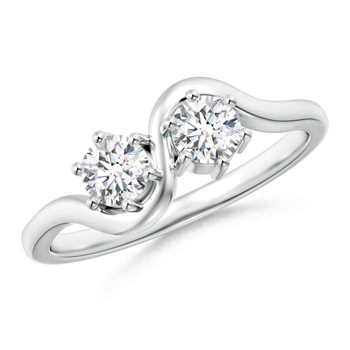 4.1mm GVS2 Round Two Stone Twist Diamond Ring in White Gold 