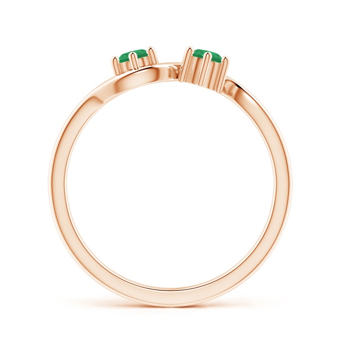 3.2mm A Round Two Stone Twist Emerald Ring in Rose Gold product image