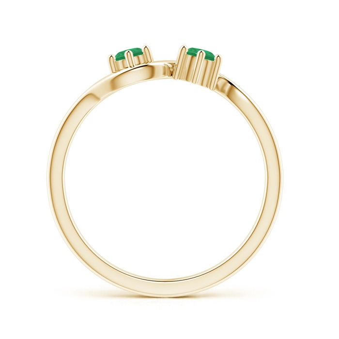 3.2mm A Round Two Stone Twist Emerald Ring in Yellow Gold product image