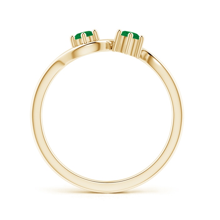 3.2mm AA Round Two Stone Twist Emerald Ring in Yellow Gold product image