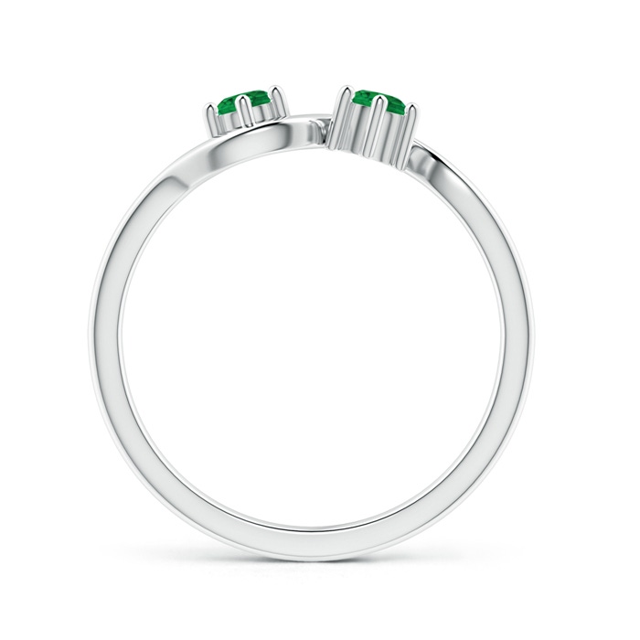 3.2mm AAA Round Two Stone Twist Emerald Ring in White Gold product image