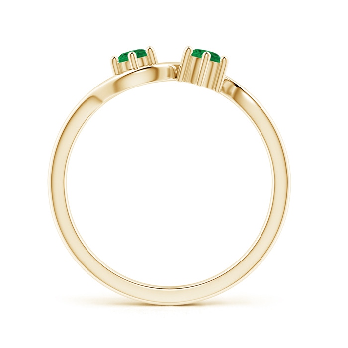 3.2mm AAA Round Two Stone Twist Emerald Ring in Yellow Gold Product Image