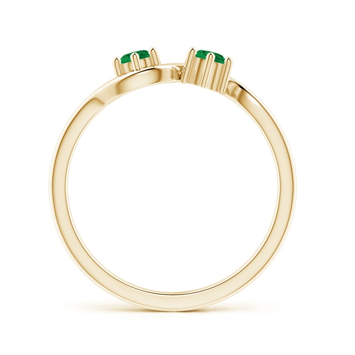 3.2mm AAA Round Two Stone Twist Emerald Ring in Yellow Gold product image