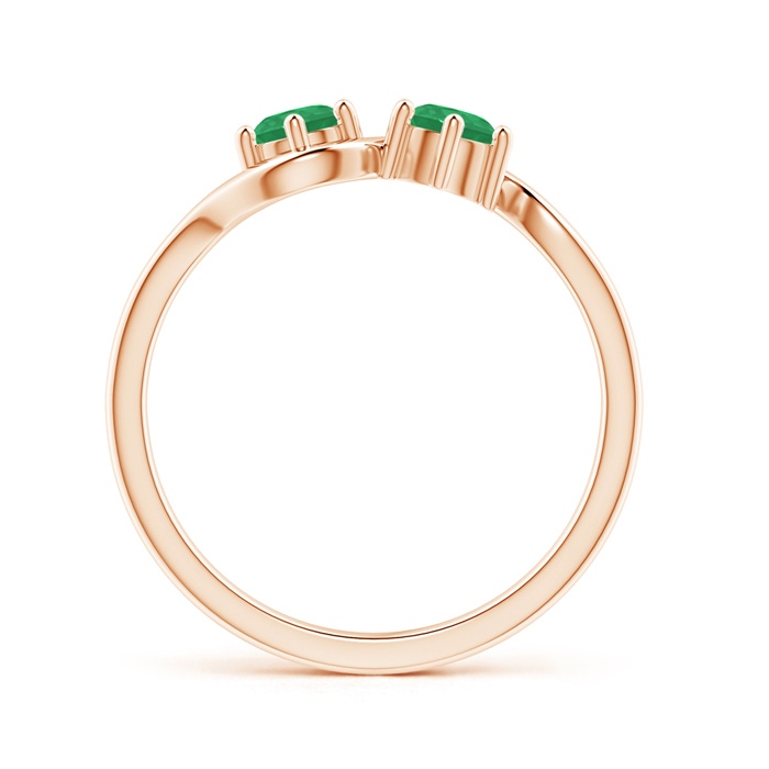 4.1mm A Round Two Stone Twist Emerald Ring in Rose Gold product image