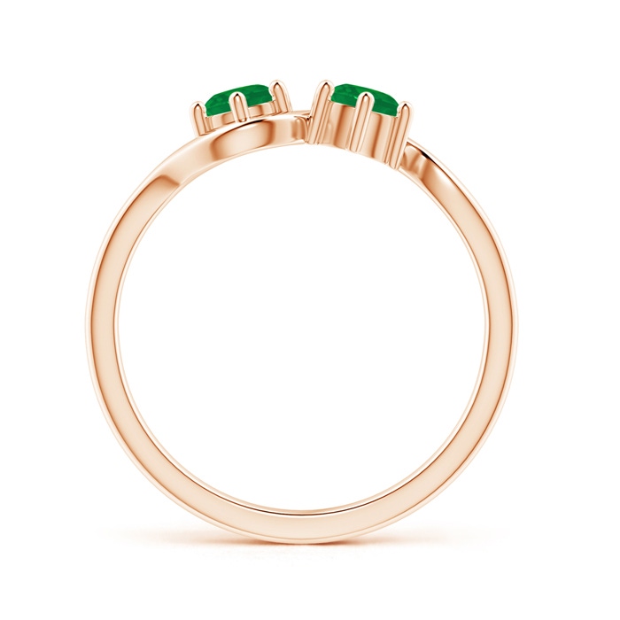 4.1mm AA Round Two Stone Twist Emerald Ring in Rose Gold product image