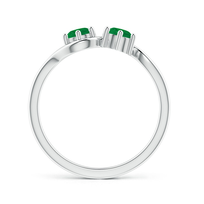 4.1mm AA Round Two Stone Twist Emerald Ring in White Gold product image