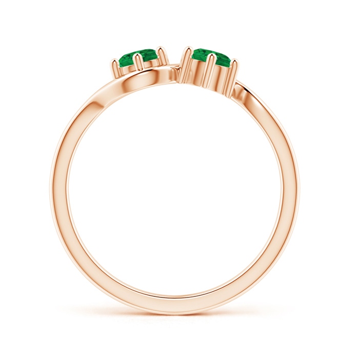 4.1mm AAA Round Two Stone Twist Emerald Ring in Rose Gold product image