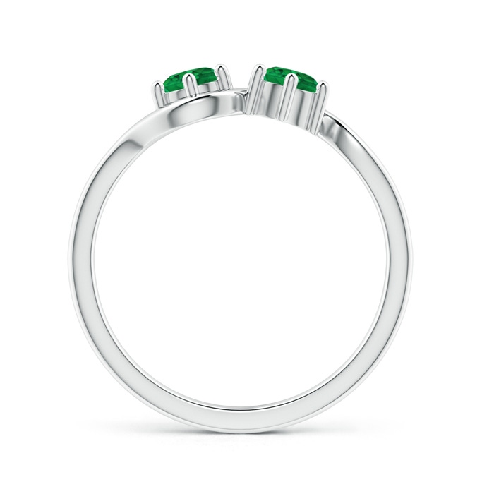 4.1mm AAA Round Two Stone Twist Emerald Ring in White Gold product image