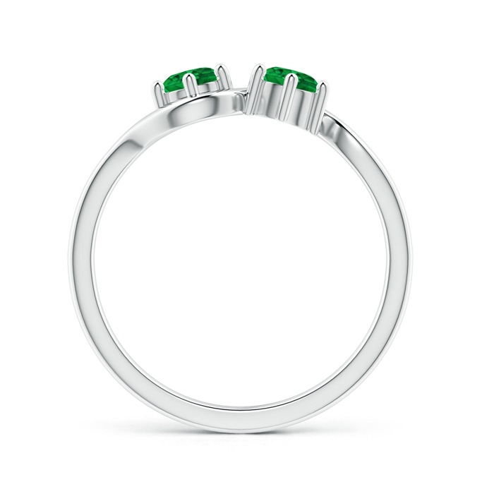 4.1mm AAAA Round Two Stone Twist Emerald Ring in White Gold product image