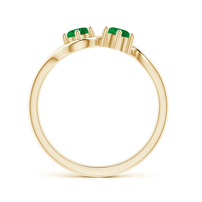 4.1mm AAAA Round Two Stone Twist Emerald Ring in Yellow Gold product image