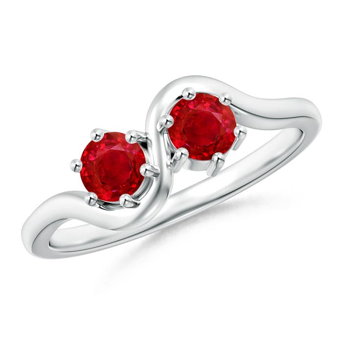 AAA - Ruby / 0.7 CT / 14 KT White Gold