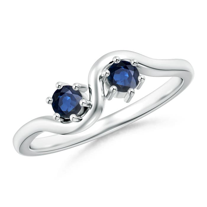 AA - Blue Sapphire / 0.32 CT / 14 KT White Gold