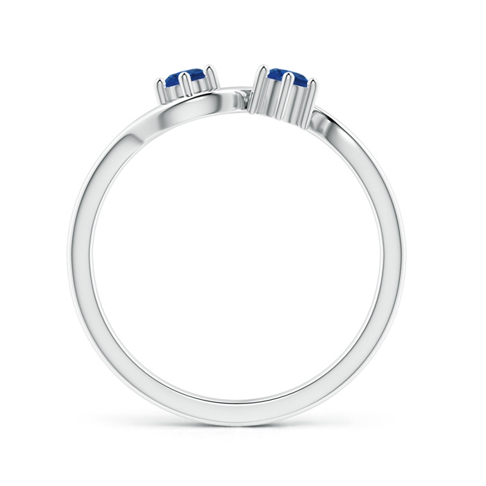 3.2mm AAA Round Two Stone Twist Blue Sapphire Ring in White Gold Product Image