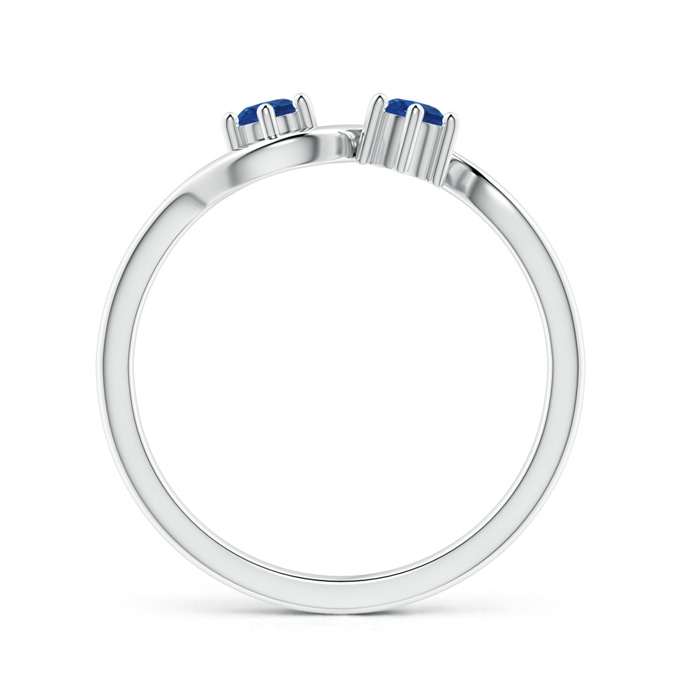 3.2mm AAA Round Two Stone Twist Blue Sapphire Ring in White Gold product image