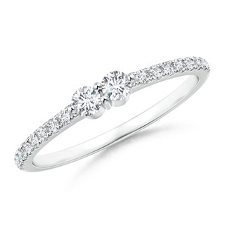 2.6mm GVS2 Classic Round Two Stone Diamond Ring with Diamond Accent in White Gold