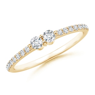 2.6mm GVS2 Classic Round Two Stone Diamond Ring with Diamond Accent in Yellow Gold