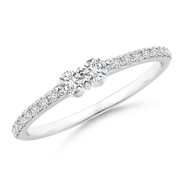 2.6mm HSI2 Classic Round Two Stone Diamond Ring with Diamond Accent in White Gold