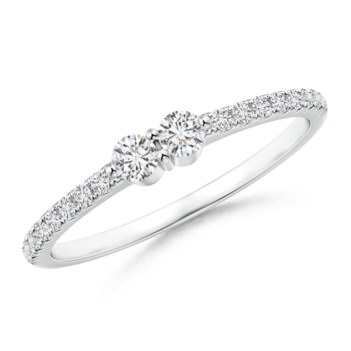 2.6mm HSI2 Classic Round Two Stone Diamond Ring with Diamond Accent in White Gold 