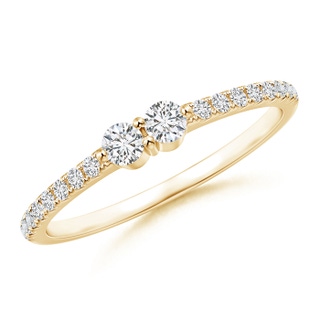 2.6mm HSI2 Classic Round Two Stone Diamond Ring with Diamond Accent in Yellow Gold
