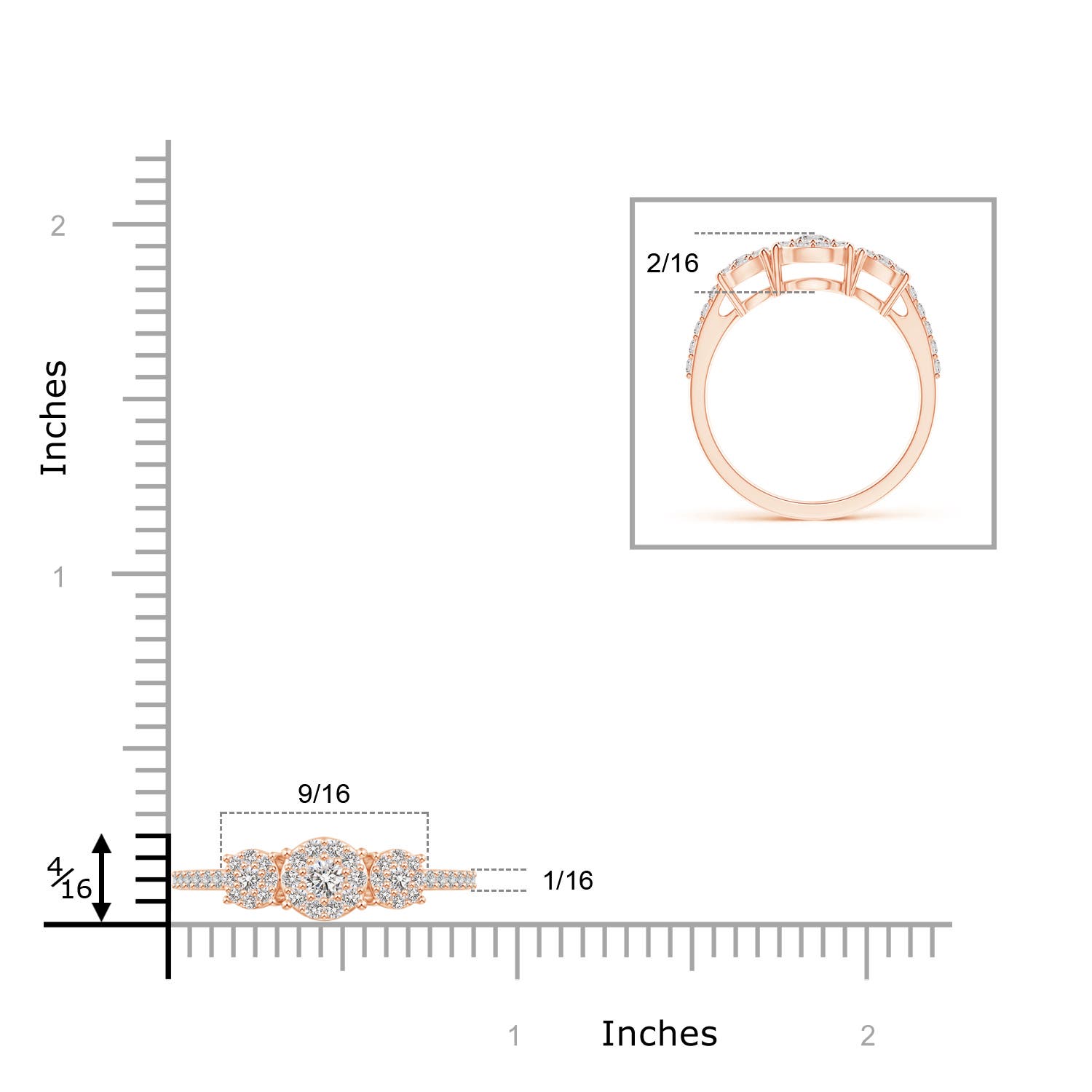 I-J, I1-I2 / 0.37 CT / 14 KT Rose Gold