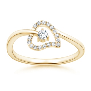 2.5mm GVS2 Open Heart Round Diamond Bypass Promise Ring in Yellow Gold