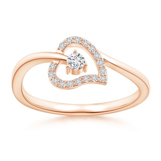 2.5mm HSI2 Open Heart Round Diamond Bypass Promise Ring in Rose Gold