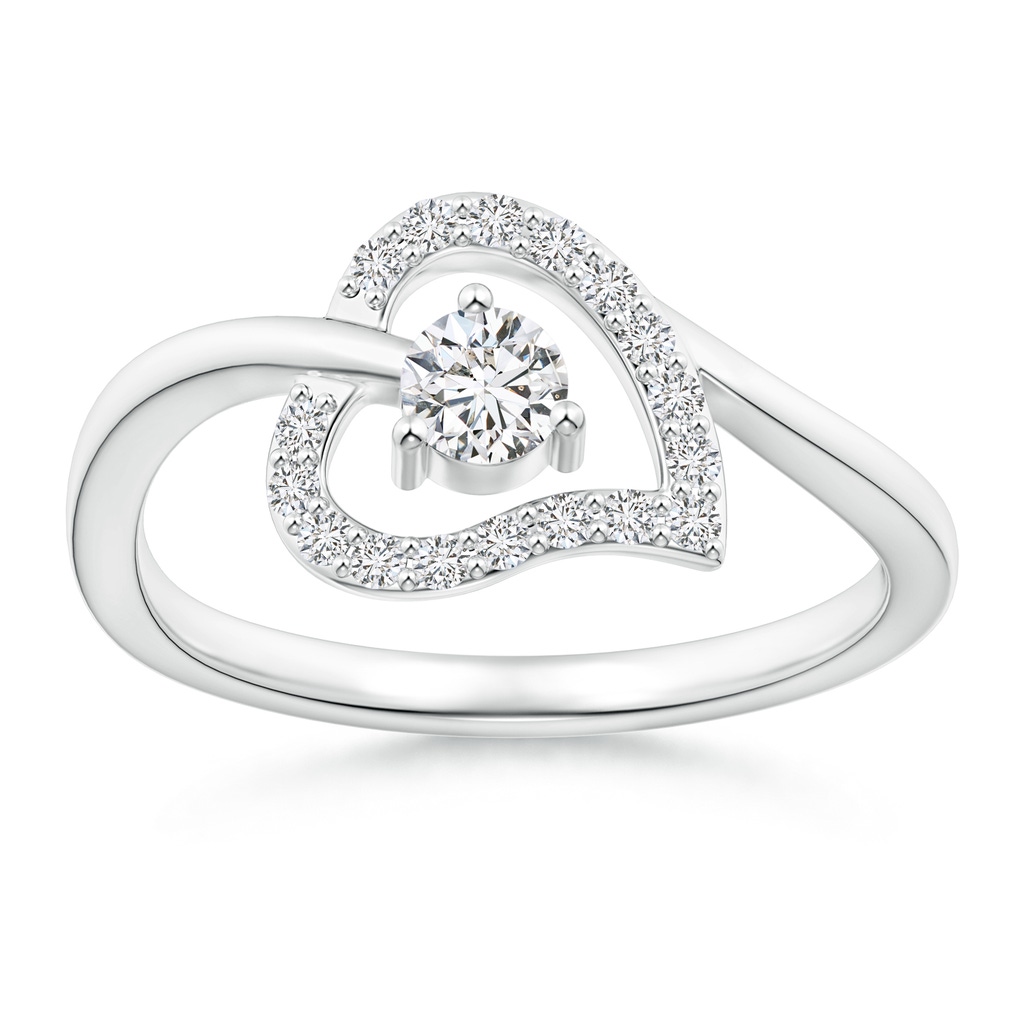 3.6mm HSI2 Open Heart Round Diamond Bypass Promise Ring in White Gold 