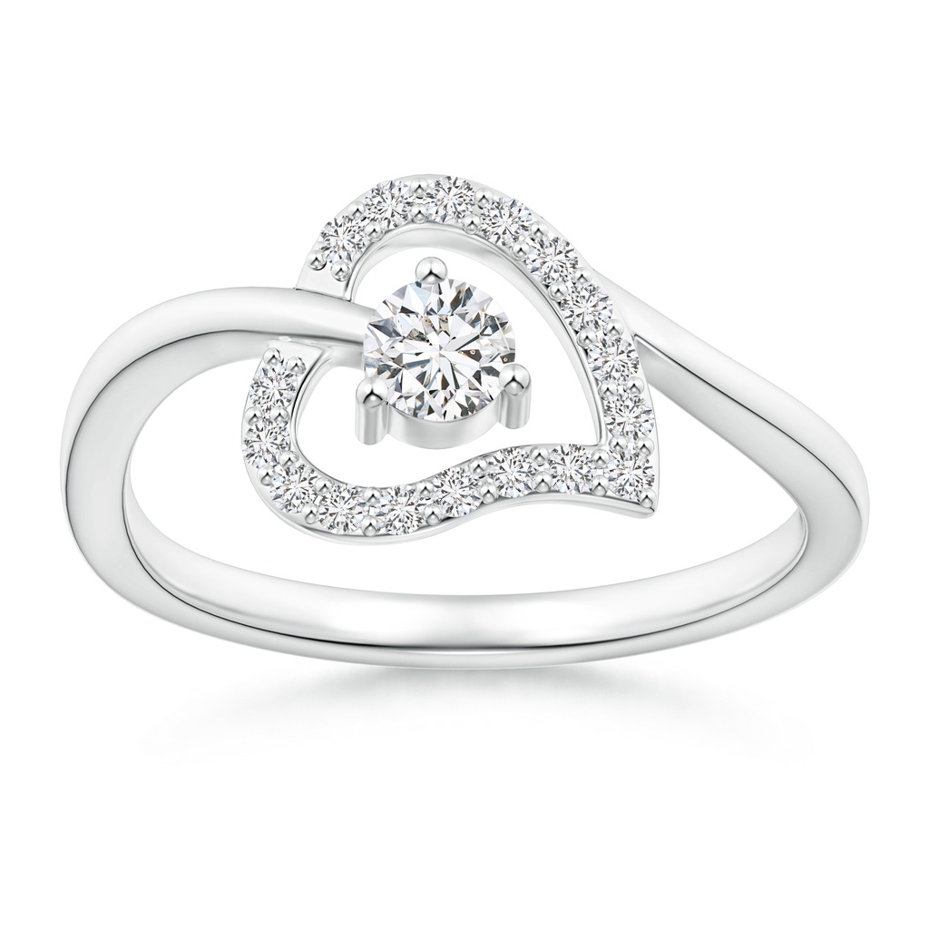 3.6mm HSI2 Open Heart Round Diamond Bypass Promise Ring in White Gold