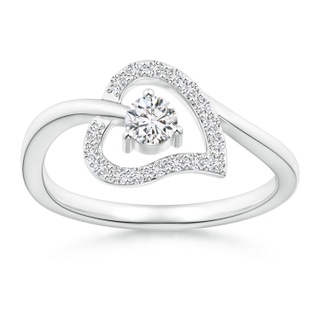 3.6mm HSI2 Open Heart Round Diamond Bypass Promise Ring in White Gold