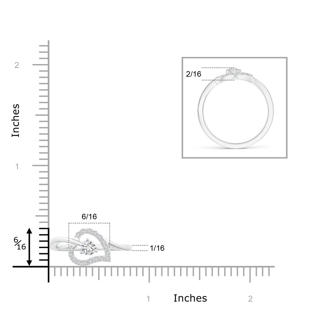 3.6mm HSI2 Open Heart Round Diamond Bypass Promise Ring in White Gold Product Image