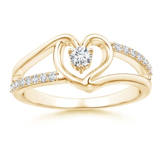 3mm GVS2 Split Shank Round Diamond Heart Engagement Ring in Yellow Gold