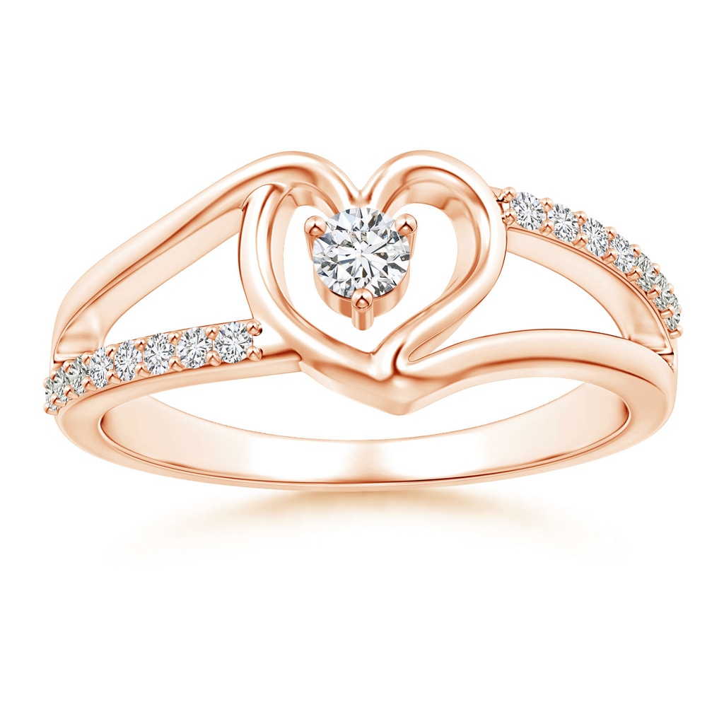 3mm HSI2 Split Shank Round Diamond Heart Engagement Ring in Rose Gold
