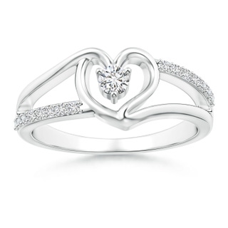 3mm HSI2 Split Shank Round Diamond Heart Engagement Ring in White Gold