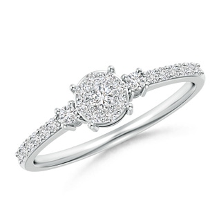 2.3mm HSI2 Clustre Round Diamond Halo Engagement Ring in Prong Set in White Gold