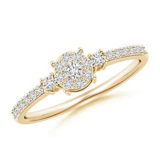 2.3mm HSI2 Clustre Round Diamond Halo Engagement Ring in Prong Set in Yellow Gold