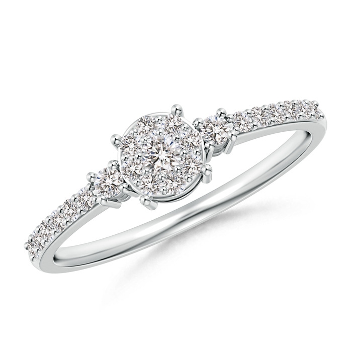 2.3mm IJI1I2 Cluster Round Diamond Halo Engagement Ring in Prong Set in White Gold 