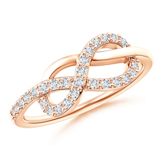 1.3mm GVS2 Round Diamond Infinity Knot Ring in Prong Setting in 9K Rose Gold