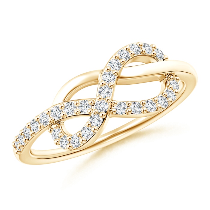 1.3mm GVS2 Round Diamond Infinity Knot Ring in Prong Setting in Yellow Gold 